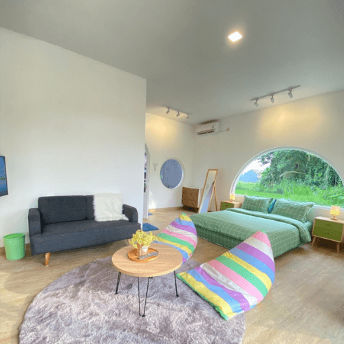 kamar tidur view sawah villa di jogja - photos (1)